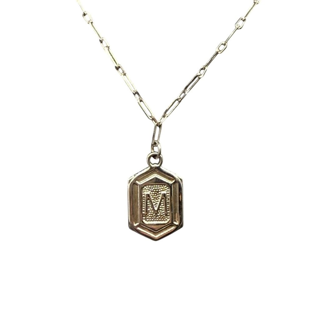 Sterling Forever  Rhodium plated Sterling Silver Chain Necklace Monogram "M" Pen